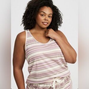 Torrid Cotton Racerback Sleep Tank Donny Stripe Whisper White Sleeveless Size 3X